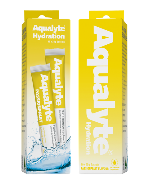Aqualyte Hydration Passionfruit All-Natural Electrolyte Powder, Pack of 10 x 25g