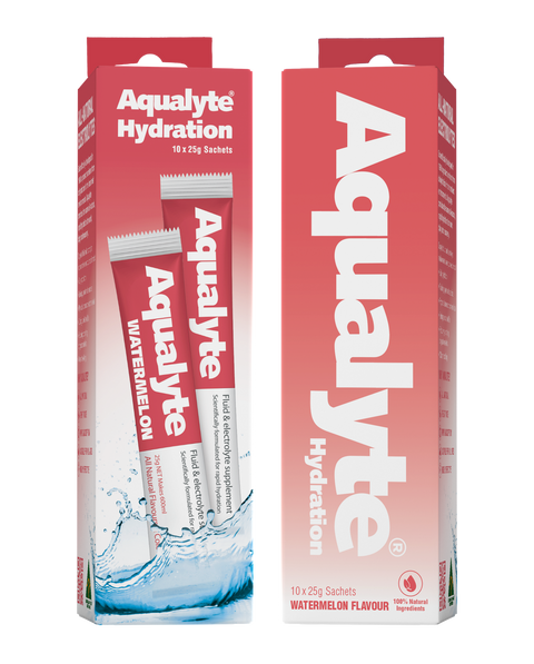Aqualyte Hydration Watermelon All-Natural Electrolyte Powder, Pack of 10 x 25g